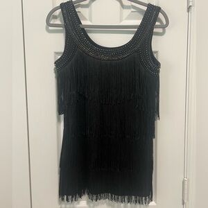 Cache Black fringe top